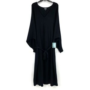 Abbott Elementary Sweater Dress Womens Plus 2X Black Tie Waist Long Sleeve NWT